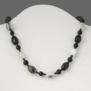 Handcrafted Natural Banded Agate Gemstone Beads Necklace
